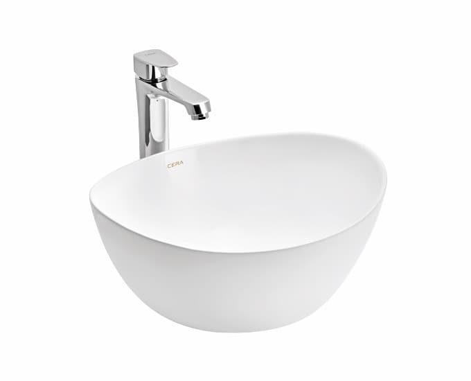 Cloister Slim Table Top Wash Basin | Without Tap Hole Provision | Finish: Snow White | Size: 420 x 345 x 170 mm — image 1