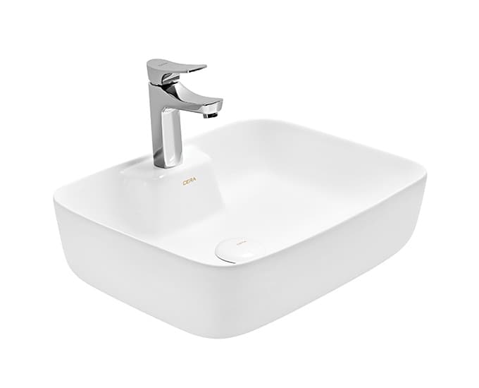 Crespo Table Top Wash Basin | With Tap Hole Provision | Finish: Snow White | Size: 515 x 415 x 145 mm — image 1