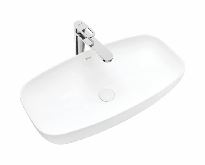 Cavello Table Top Wash Basin | Without Tap Hole Provision | Finish: Snow White | Size: 698 x 370 x 140 mm — image 1