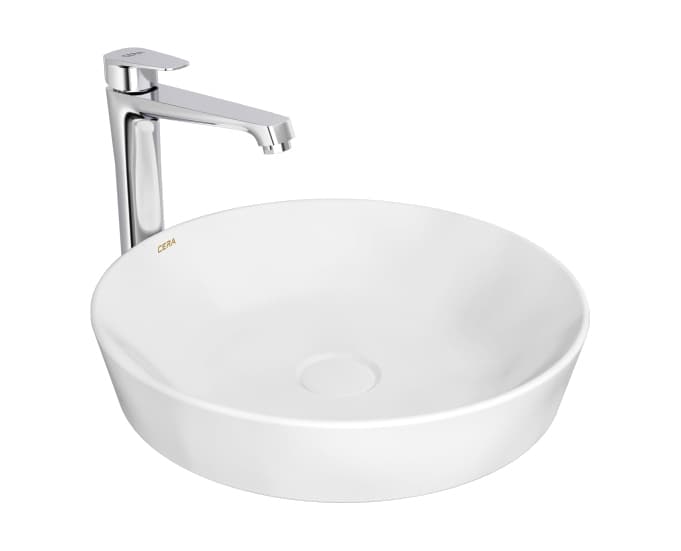 Chiara Table Top Wash Basin | Without Tap Hole Provision | Finish: Snow White | Size: 400 x 400 x 105 mm — image 1