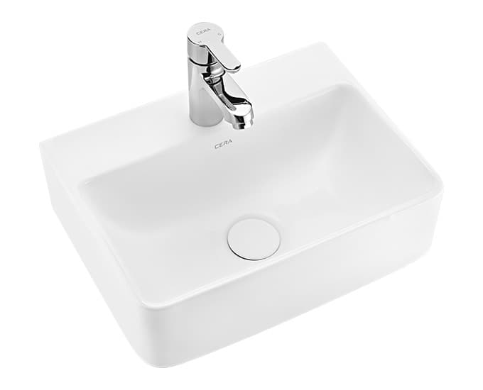 Connie Table Top / Wall Hung Wash Basin | With Tap Hole Provision | Finish: Snow White | Size: 400 x 300 x 120 mm — image 1