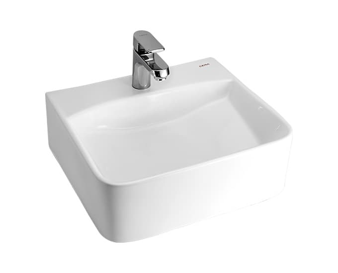 Cleen Table Top Wash Basin | With Tap Hole Provision | Finish: Snow White | Size: 450 x 400 x 160 mm — image 1