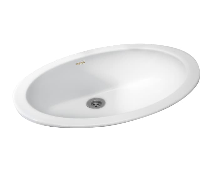 Oval Counter Wash Basin | Without Tap Hole Provision | Finish: Snow White | Size: 460 x 360 x 150 mm
