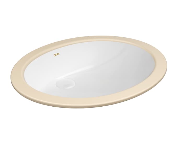 Oval Under Counter Wash Basin | Finish: Snow White | Size: 460 x 360 x 150 mm | Without Tap Hole Provision