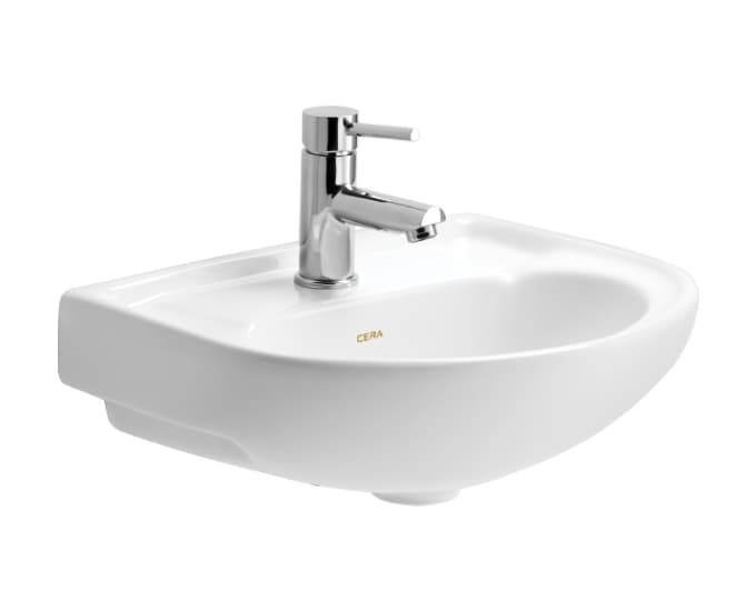 Canon Wall Hung Wash Basin Without Pedestal | Finish: Snow White | Size: 450 x 350 x 195 mm | With Tap Hole Provision — image 1