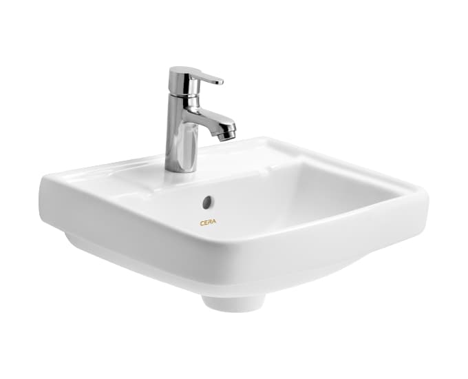 Calvin Wall Hung Wash Basin Without Pedestal | Finish: Snow White | Size: 405 x 360 x 160 mm | With Tap Hole Provision — image 1