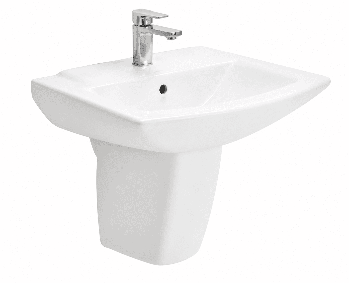 Concord Wall Hung Wash Basin | Finish: Snow White | Size: 630 x 470 x 205 mm | With Tap Hole Provision | For Use With Half Pedestal (S2090120) | Full Pedastal (S2090107) — image 1