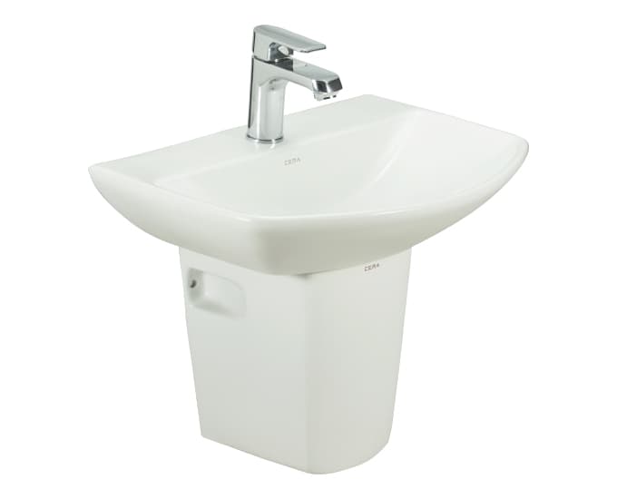 Canberra Wall Hung Wash Basin | Finish: Snow White | Size: 480 x 360 x 130 mm | With Tap Hole Provision | For use With Half Pedestal (S2090129)