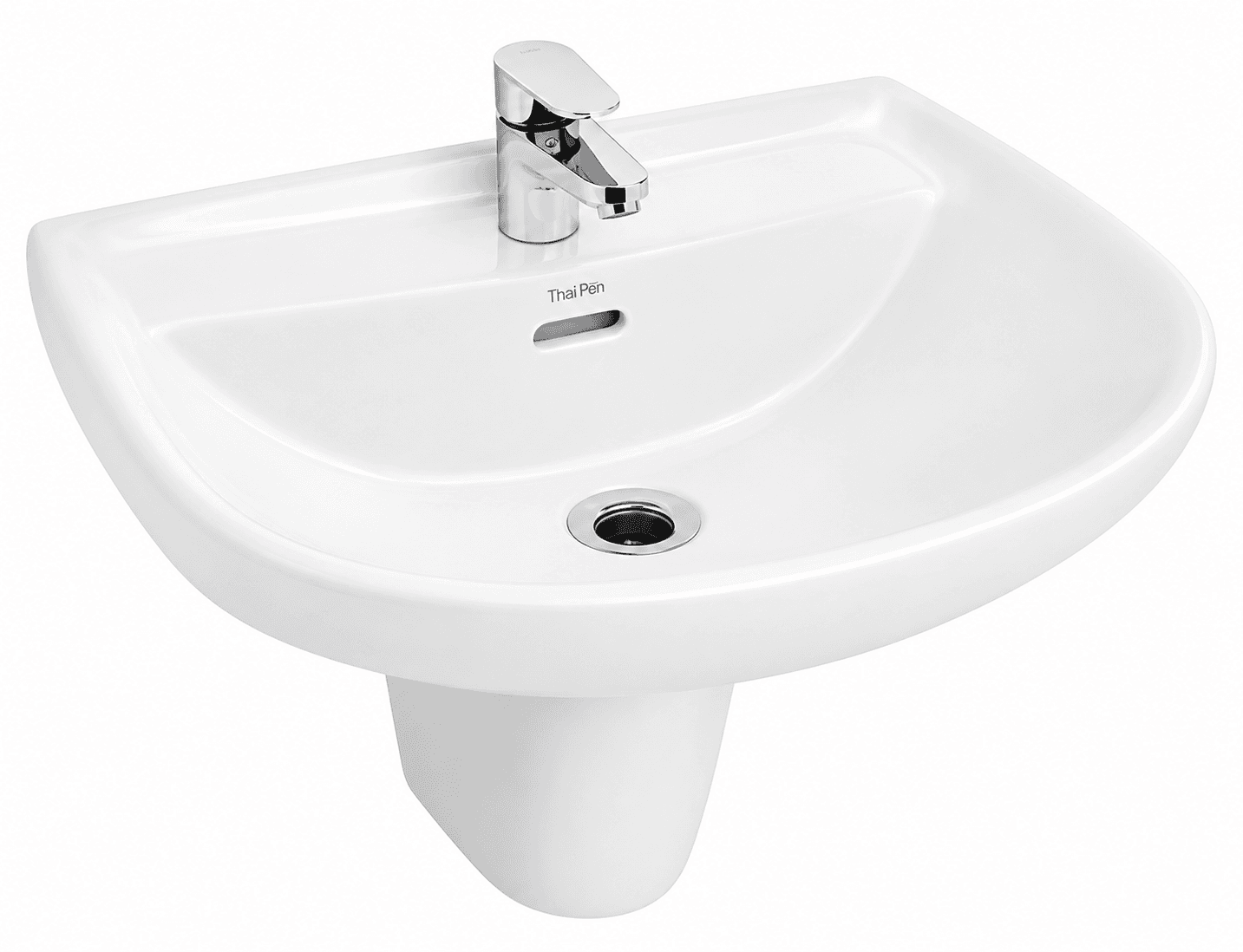 Clair Slim Wall Hung Wash Basin | Finish: Snow White | Size: 550 x 400 x 200 mm | With Tap Hole Provision | For use With Half Pedestal (S2090102) | Full Pedastal (S2090101)