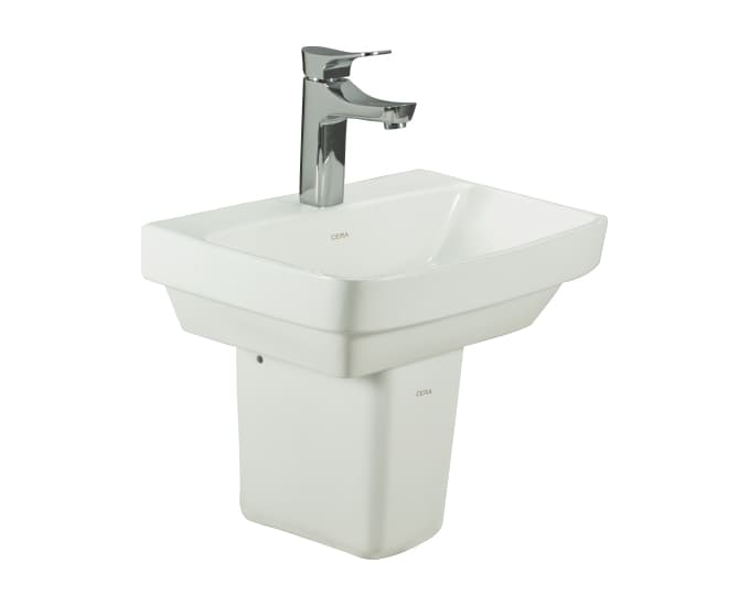 California Wall Hung Wash Basin | Finish: Snow White | Size: 450 x 320 x 130 mm | With Tap Hole Provision | For use With Half Pedestal (S2090130)