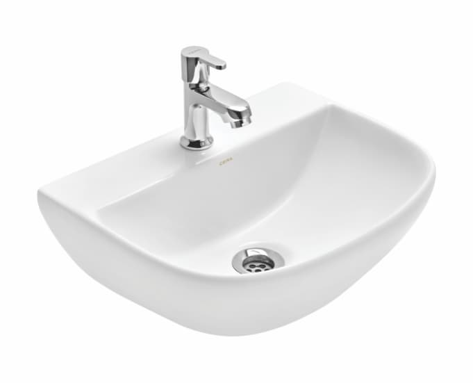 Chuckle Wall Hung Wash Basin Without Pedestal | Finish: Snow White | Size: 405 x 325 x 145 mm | With Tap Hole Provision — image 1