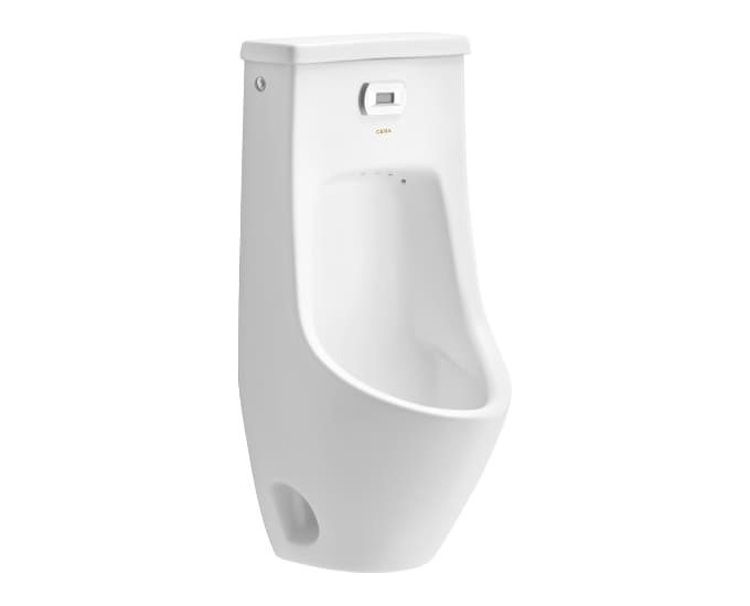 Calcia EFS Urinal With Integrated Electronic Flushing System | Finish: Snow White | Size: 375 x 330 x 780 mm | Maximum Sensing Range: 300 mm / 12" | 4x1.5V AA Duracell Batteries