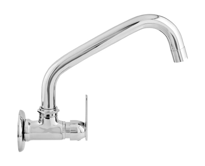 Titanium Kitchen Faucet (Cold Water Only) With 200 mm (8") Long Swivel Spout and Wall Flange | Chrome Finish | For Kitchen Use — image 3