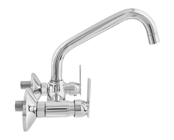 Titanium Kitchen Single Lever Mixer (Hot & Cold Water) With 180 mm (7") Long Swivel Spout and Wall Flanges | Chrome Finish — image 3