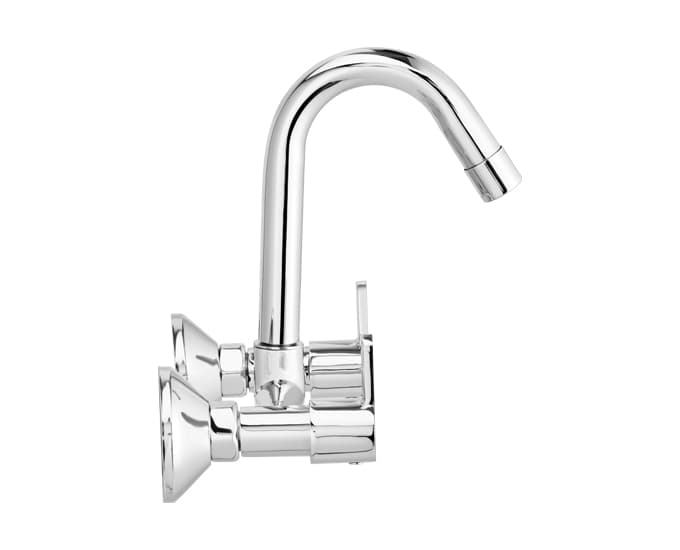 Victor Kitchen Mixer (Hot & Cold Water) With 190 mm (7.5") Long Swivel Spout and Wall Flanges | Chrome Finish — image 3