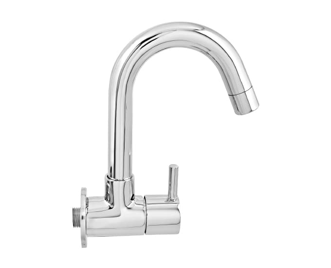 Fountain Kitchen Faucet (Cold Water Only) With 150 mm (6") Long Swivel Spout and Wall Flange | Chrome Finish | For Kitchen Use — image 4