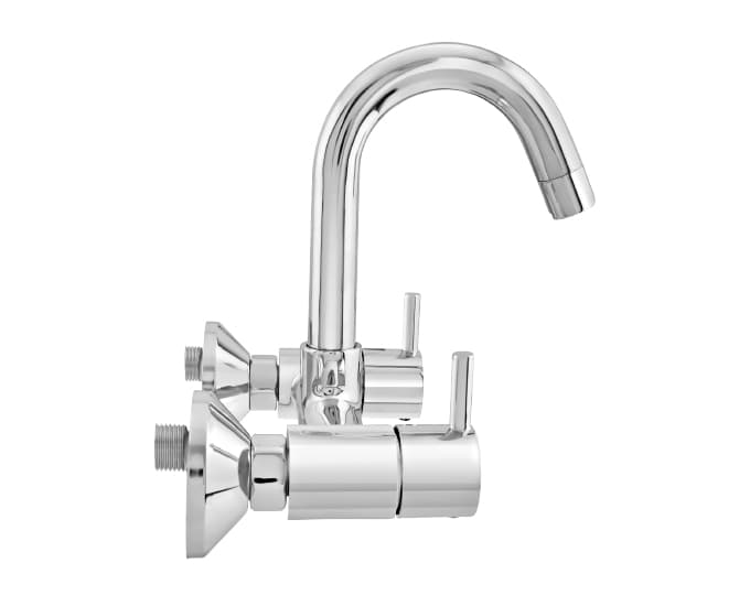 Fountain Kitchen Mixer (Hot & Cold Water) With 150 mm (6") Long Swivel Spout and Wall Flanges | Chrome Finish — image 3