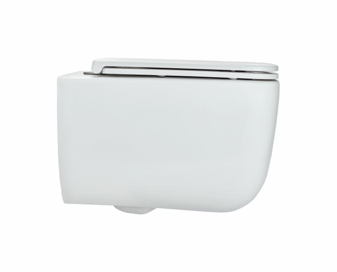 Cartica Rimless Wall Hung Toilet | Finish: Snow White | Size: 530 x 365 x 375 mm | Rag Bolt Distance: 180±5mm | Duroplast Slim Soft Close Seat Cover Included — image 3
