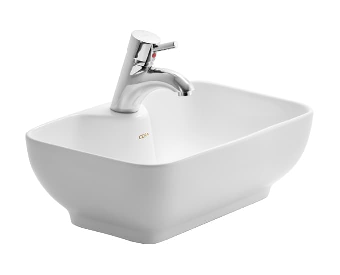 Corba Table Top Wash Basin | With Tap Hole Provision | Finish: Snow White | Size: 480 x 300 x 160 mm — image 4
