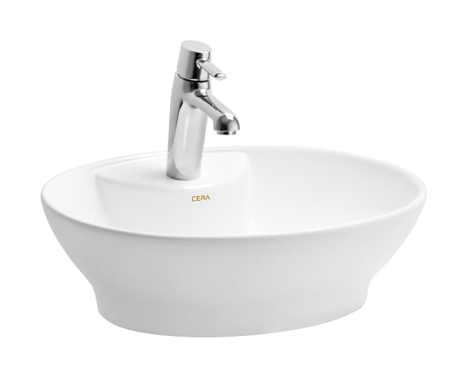 Camara Table Top Wash Basin | With Tap Hole Provision | Finish: Snow White | Size: 480 x 400 x 150 mm — image 4