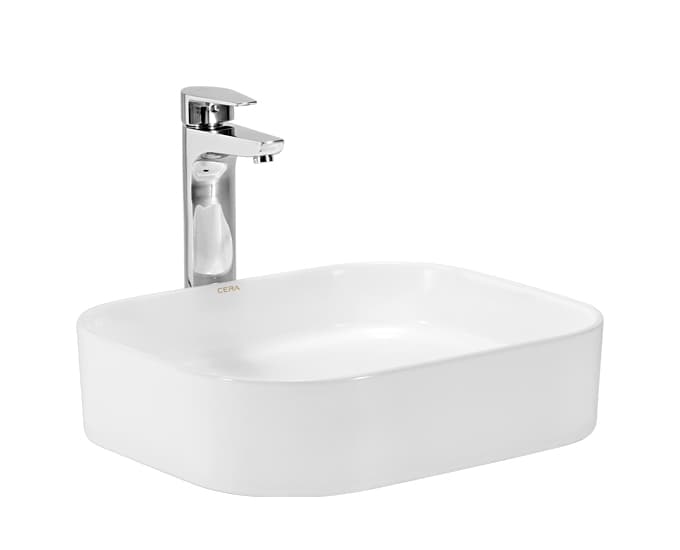 Catmin Table Top Wash Basin | Without Tap Hole Provision | Finish: Snow White | Size: 450 x 390 x 110 mm — image 4