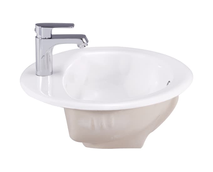 Clair Counter Wash Basin | With Tap Hole Provision | Finish: Snow White | Size: 520 x 450 x 200 mm — image 3