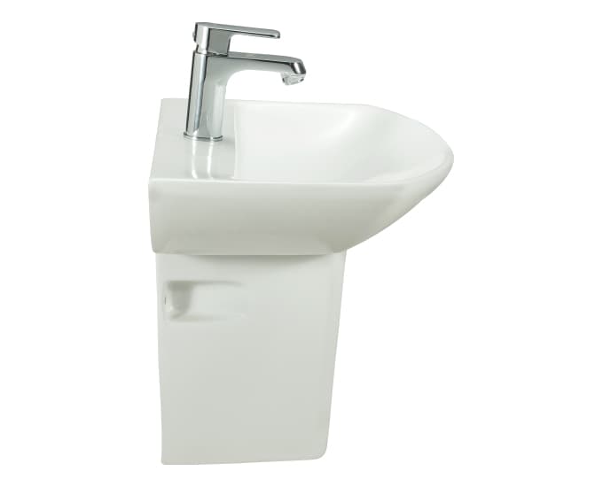 Canberra Wall Hung Wash Basin | Finish: Snow White | Size: 480 x 360 x 130 mm | With Tap Hole Provision | For use With Half Pedestal (S2090129) — image 3