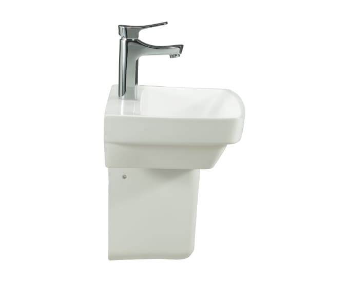 California Wall Hung Wash Basin | Finish: Snow White | Size: 450 x 320 x 130 mm | With Tap Hole Provision | For use With Half Pedestal (S2090130) — image 3