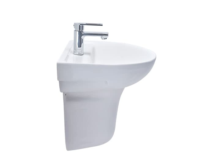 Chime Slim Wall Hung Wash Basin | Finish: Snow White | Size: 515 x 400 x 155 mm | With Tap Hole Provision | For use With Half Pedestal (S2090102) | Full Pedastal (S2090101) — image 3
