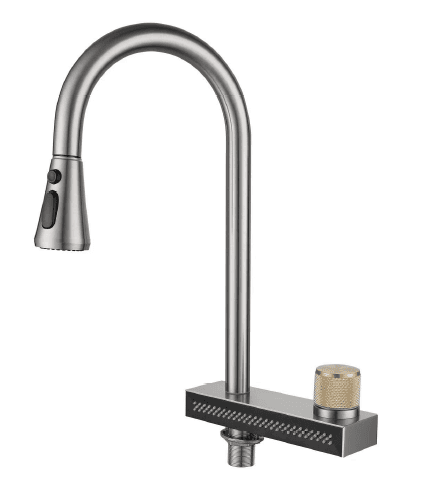 Eviere Multifunctional Waterfall 3-In-1 Faucet | Finish: Brushed Black | Suitable for kitchen sink / workstation sink usage — image 1