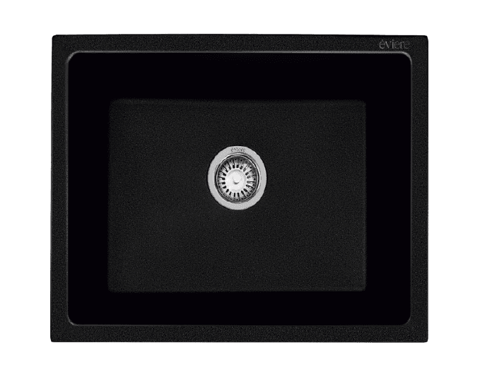 Single Bowl Quartz Kitchen Sink | Size: 18" x 16" x 8.5" (457mm x 406mm x 216mm) | Bowl Size: 16" x 14" (406mm x 356mm) | Depth: 8.5" (216mm) | Material: Quartz | Installation: Top Mount / Flush Mount / Under Mount | Finish: Black — image 1