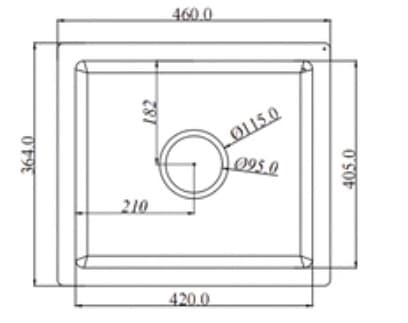 Quartz Single Bowl Kitchen Sink 18"x16"x8" (459x408x200mm) | Natural Quartz | Colour: Black |  Topmount Installation | Included: Waste coupling | Slab Cutting Size: 420x364mm — image 2