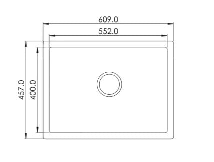 Quartz Single Bowl Kitchen Sink 24"x18"x8" (609x457x200mm) | Natural Quartz | Colour: Black |  Topmount Installation | Included: Waste coupling | Slab Cutting Size: 552x400mm — image 2