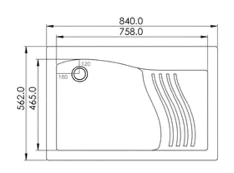 Quartz Single Bowl with Drain Board Kitchen Sink 33"x22"x10" (838x559x250mm) | Natural Quartz | Colour: Black  | Topmount Installation | Included: Waste coupling | Slab Cutting Size: 760x465mm — image 2