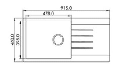Quartz Single Bowl Kitchen Sink 36"x18"x9" (900x450x230mm) | Natural Quartz | Colour: Black | Topmount Installation | Included: Waste coupling | Slab Cutting Size: 480x395mm — image 2