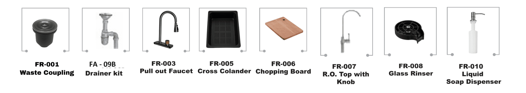 Kitchen Sink Quartz 30"x20"(750x500mm) | Colour: Black | Includeds: Waste Coupling, Drainer Kit, Pull out Faucet, Cross Colander, Chopping Board, R.O. Top, Glass Rinser, Soap Dispenser | Slab Cutting Size: 710x355mm — image 3
