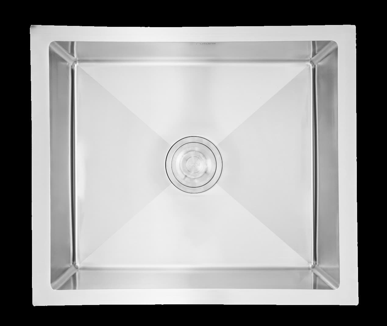 Hand Carved Single Bowl Kitchen Sink  14"x12"x7" (355x304x175mm) | SS 304 grade | Brush Finish | Suitable for Topmount, Undermount & Inset | Waste coupling included | Slab Cutting Size: 304x254mm — image 1