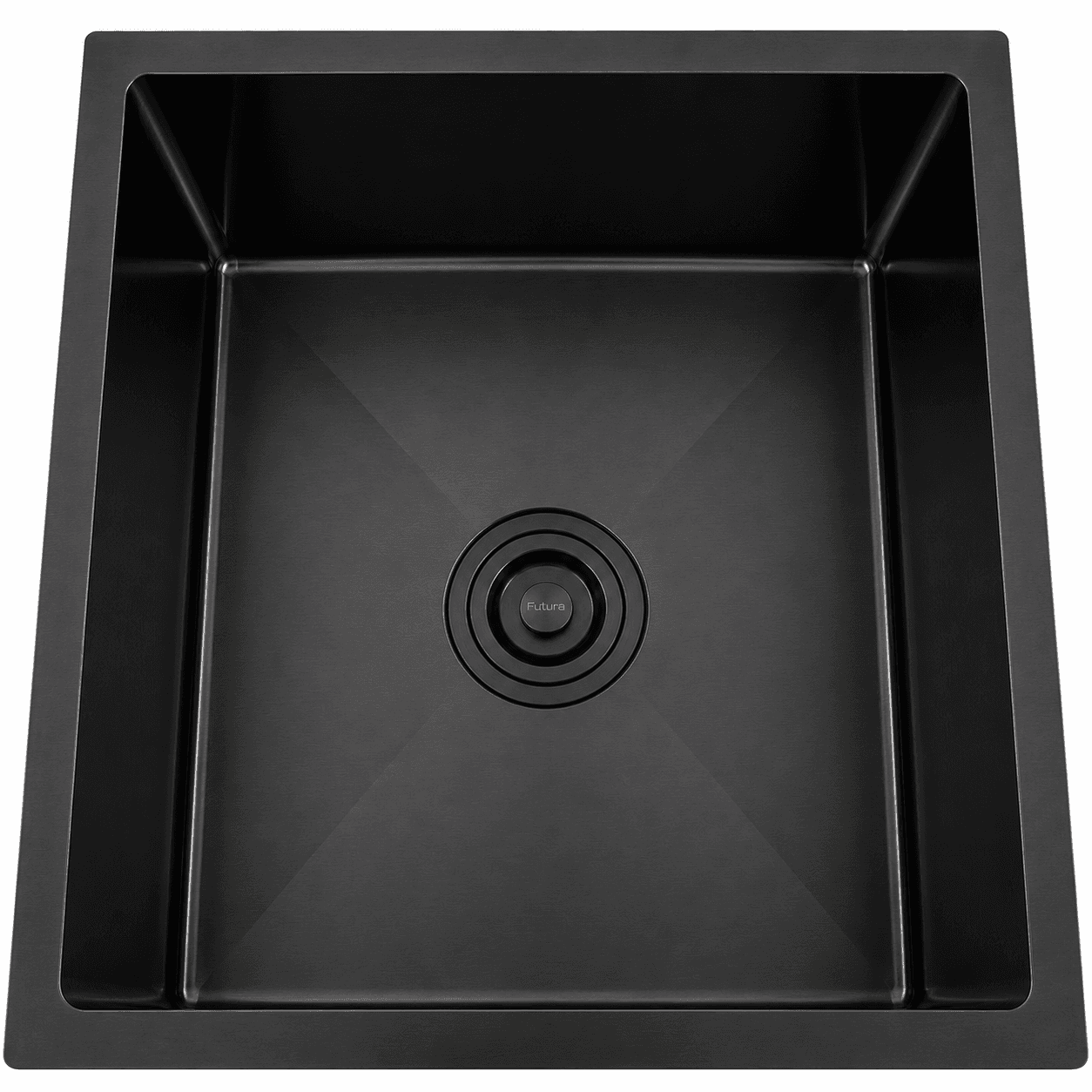 Hand Carved Colour Single Bowl Kitchen Sink 24"x18"x9" (609x457x225mm) | SS 304 grade | Flat Finish | Black Colour | Suitable for Topmount, Undermount & Inset | Included: Waste coupling | Slab Cutting Size: 559x407mm — image 1