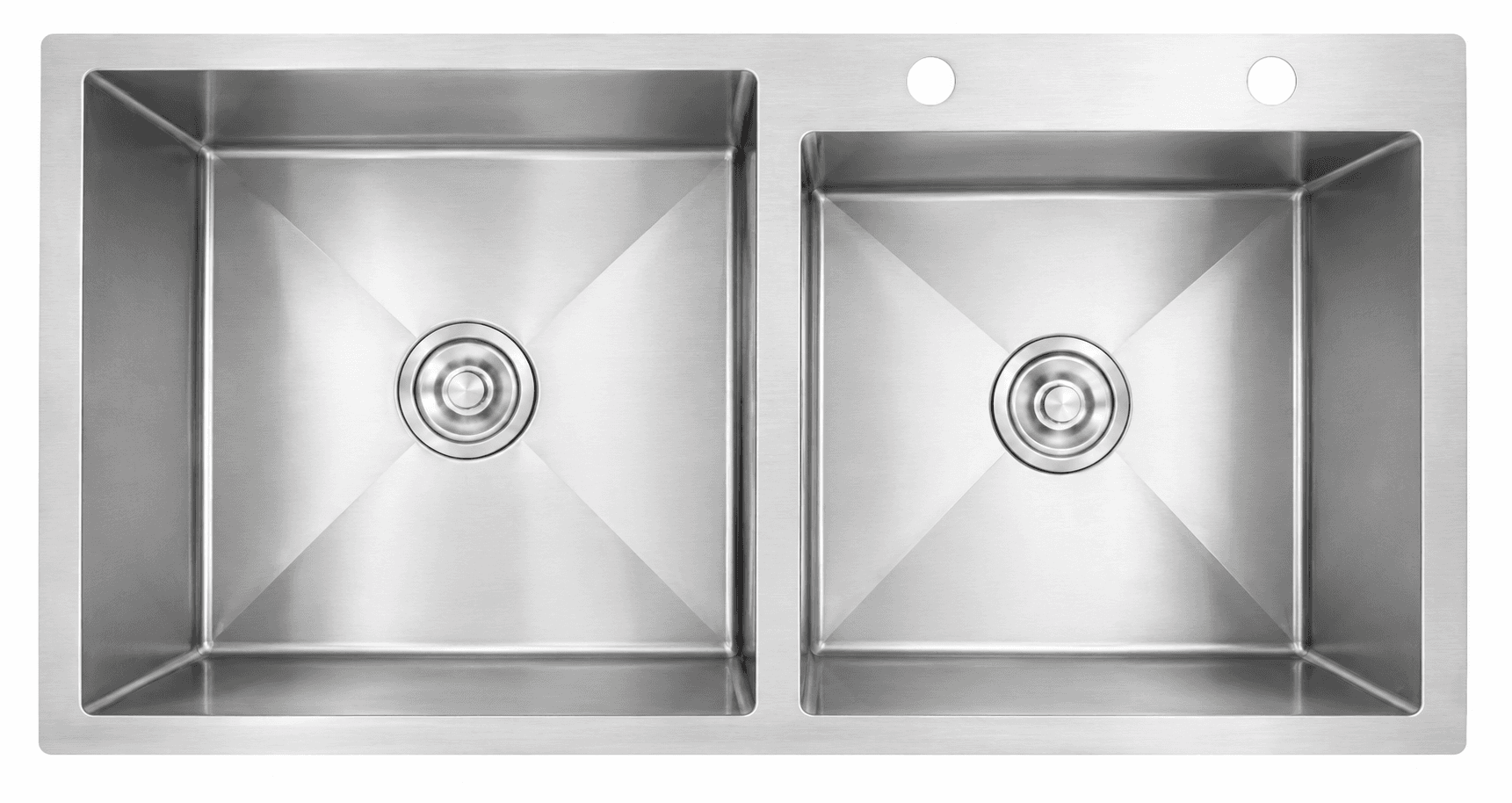 Hand Carved Double Bowl Kitchen Sink  33"x18"x9" (850x457x225mm) | SS 304 grade | Brush Finish | Suitable for Topmount, Undermount & Inset | Waste coupling included