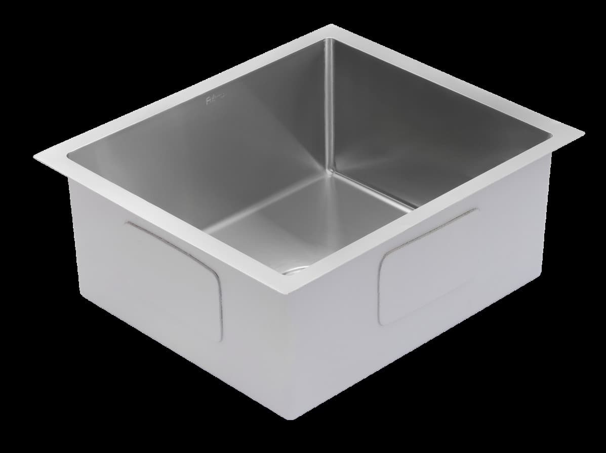 Hand Carved Single Bowl Kitchen Sink  14"x12"x7" (355x304x175mm) | SS 304 grade | Brush Finish | Suitable for Topmount, Undermount & Inset | Waste coupling included | Slab Cutting Size: 304x254mm — image 2