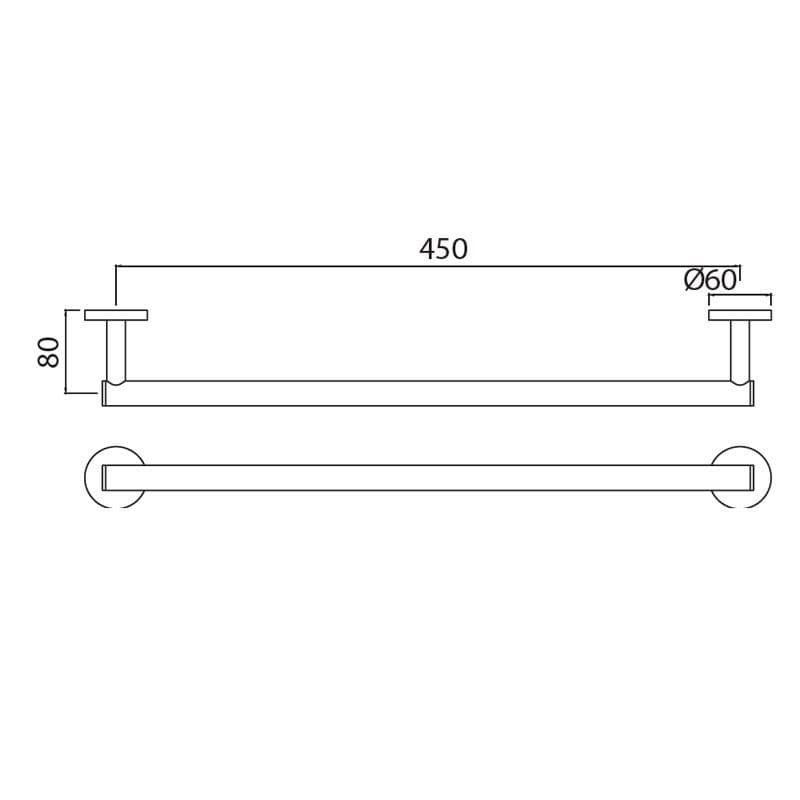 Towel Rod 450mm | Chrome Finish | Material: Stainless Steel — image 2