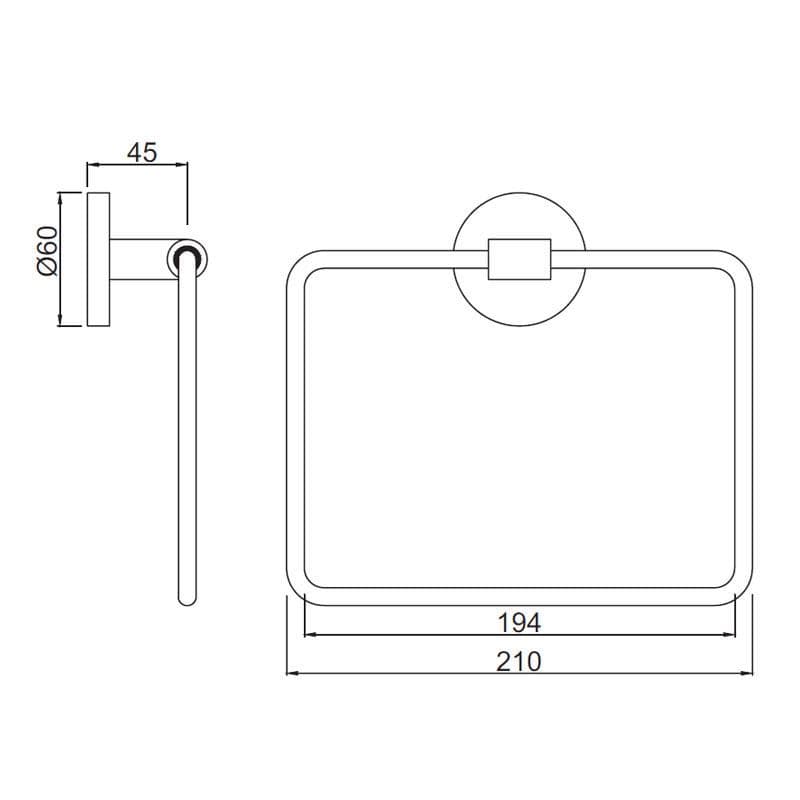 Towel Ring Square | Chrome Finish | Material: Stainless Steel — image 2