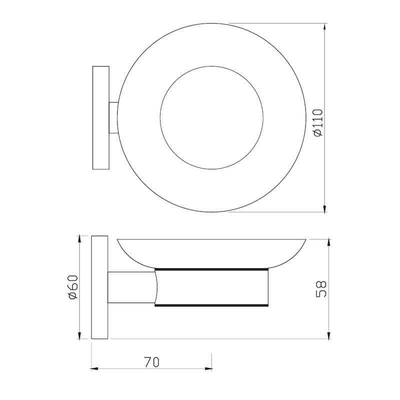 Soap Dish | Chrome Finish | Material: Stainless Steel | With Glass Plate, Drainage holes — image 2