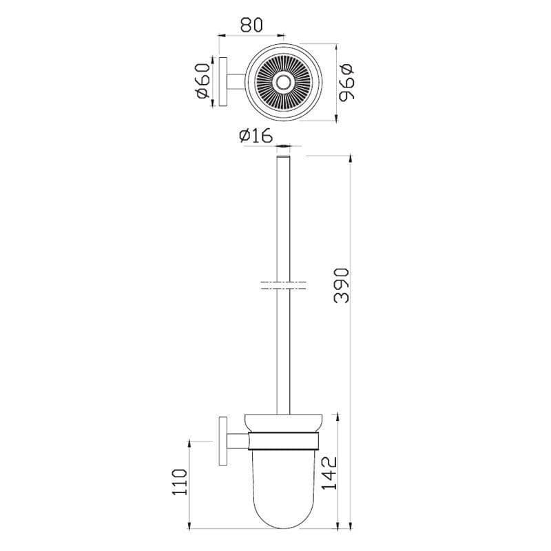 Toilet Brush Glass Holder | Chrome Finish | Material: Tempered glass — image 2