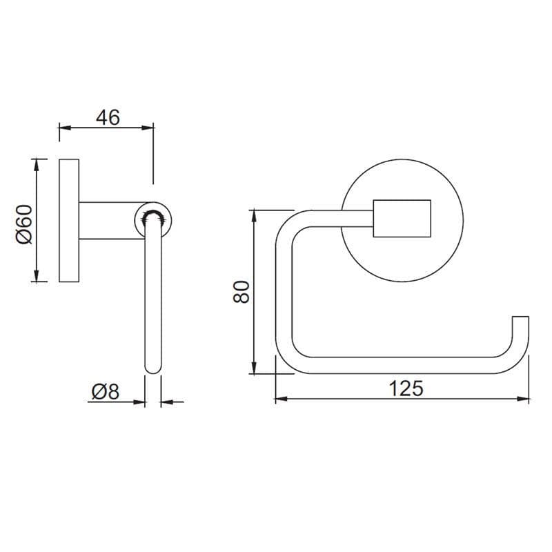 Combined Toilet Paper Holder or Towel Ring | Chrome Finish | Material: Stainless Steel — image 2