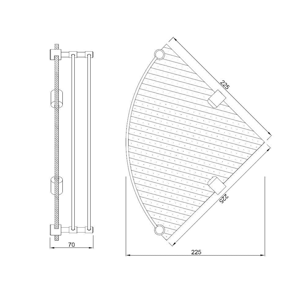 Corner Shelf | Chrome Finish | Material: Stainless Steel | With Tempered Glass with Chrome Brackets — image 2