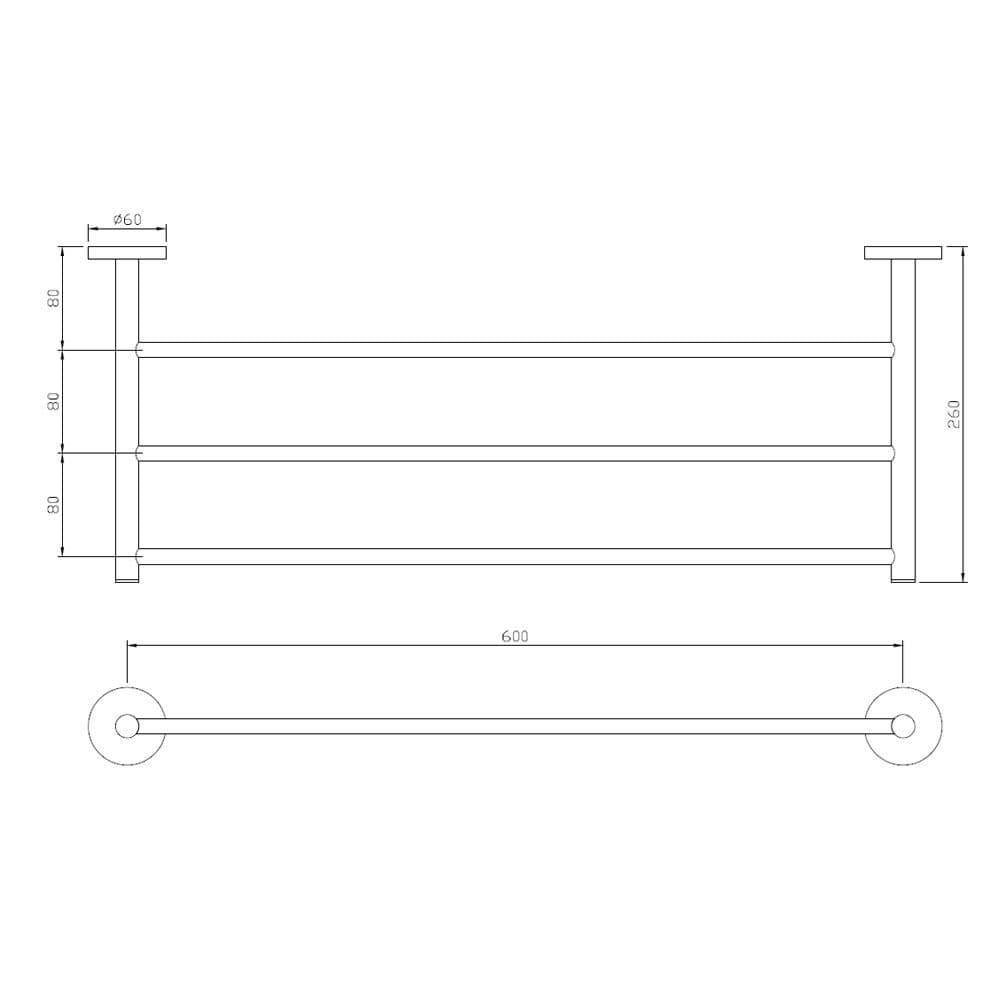 Towel Rack 600mm | Chrome Finish | Material: Stainless Steel — image 2