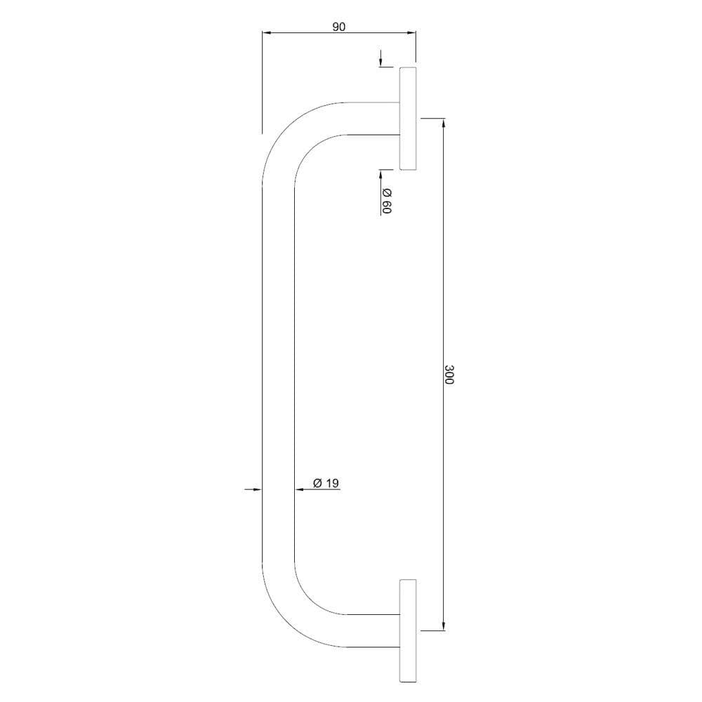 Grab Bar 300mm | Chrome Finish | Material: Stainless Steel — image 2