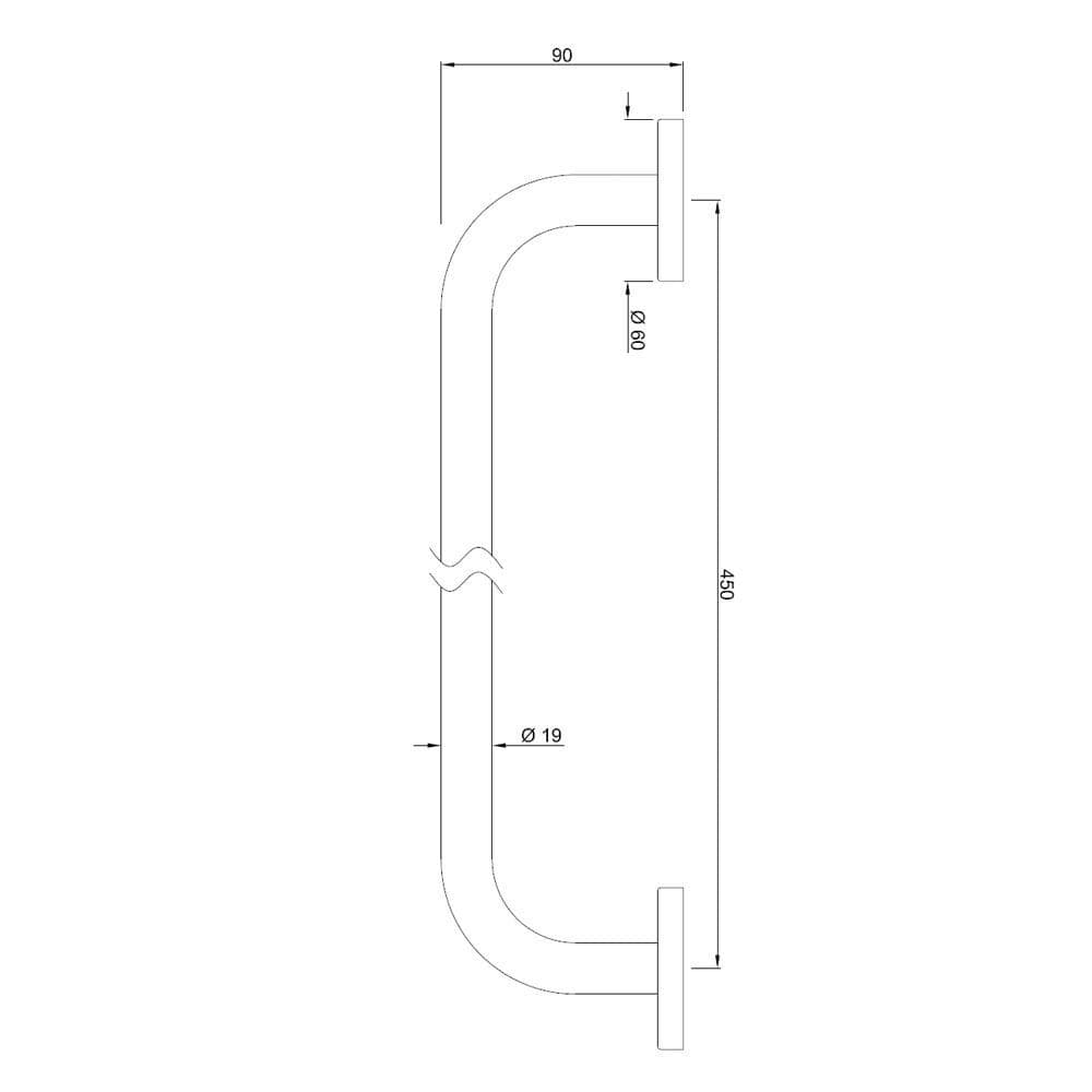 Grab Bar 450mm | Chrome Finish | Material: Stainless Steel — image 2