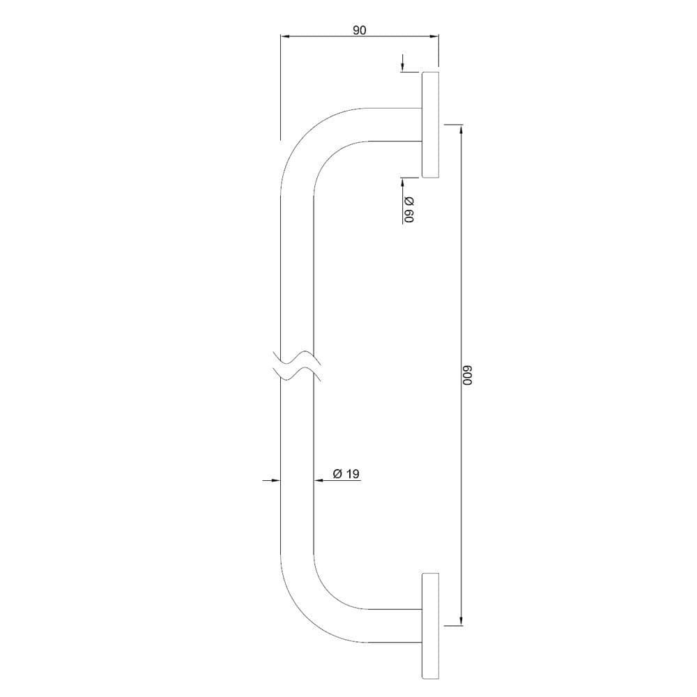 Grab Bar 600mm | Chrome Finish | Material: Stainless Steel — image 2